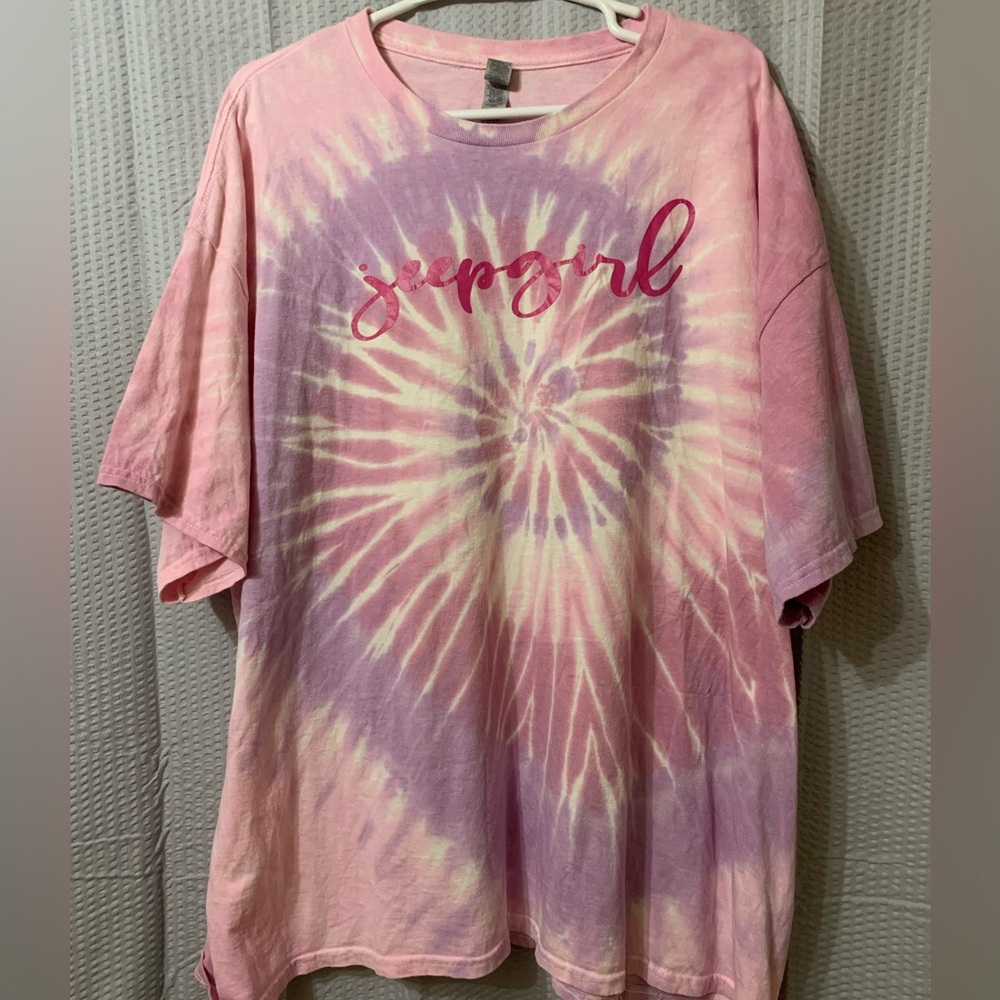 Pink and Purple Tie-Dye 'Jeep Girl' T-Shirt 3X